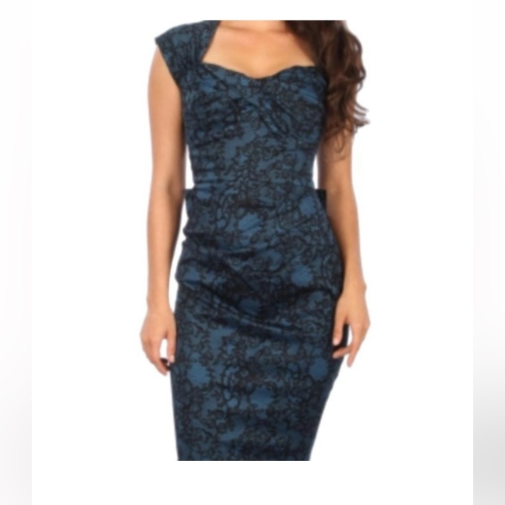 Stop Staring Blue Lace Print Dress-Size Small